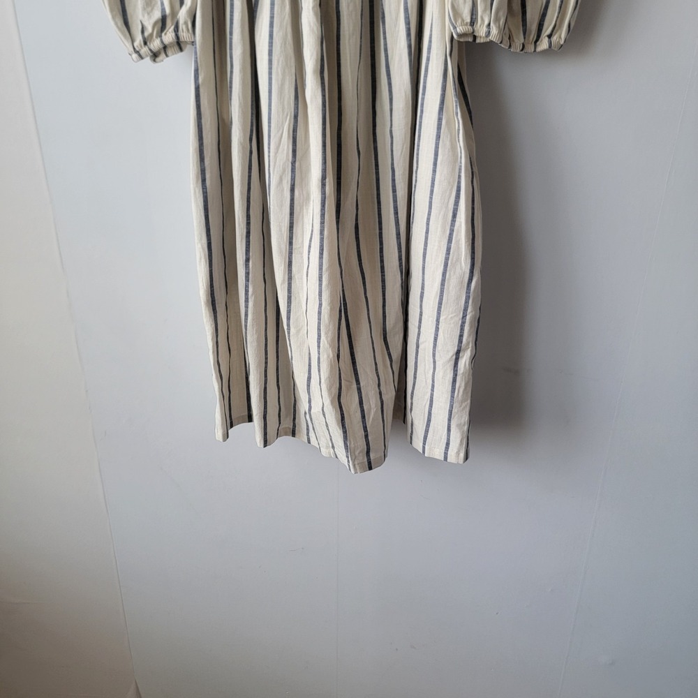 Faherty womens Phoenix  Elroy Stripe Dress sz m Cotton Square Neck Puff Sleeve - Picture 4 of 8